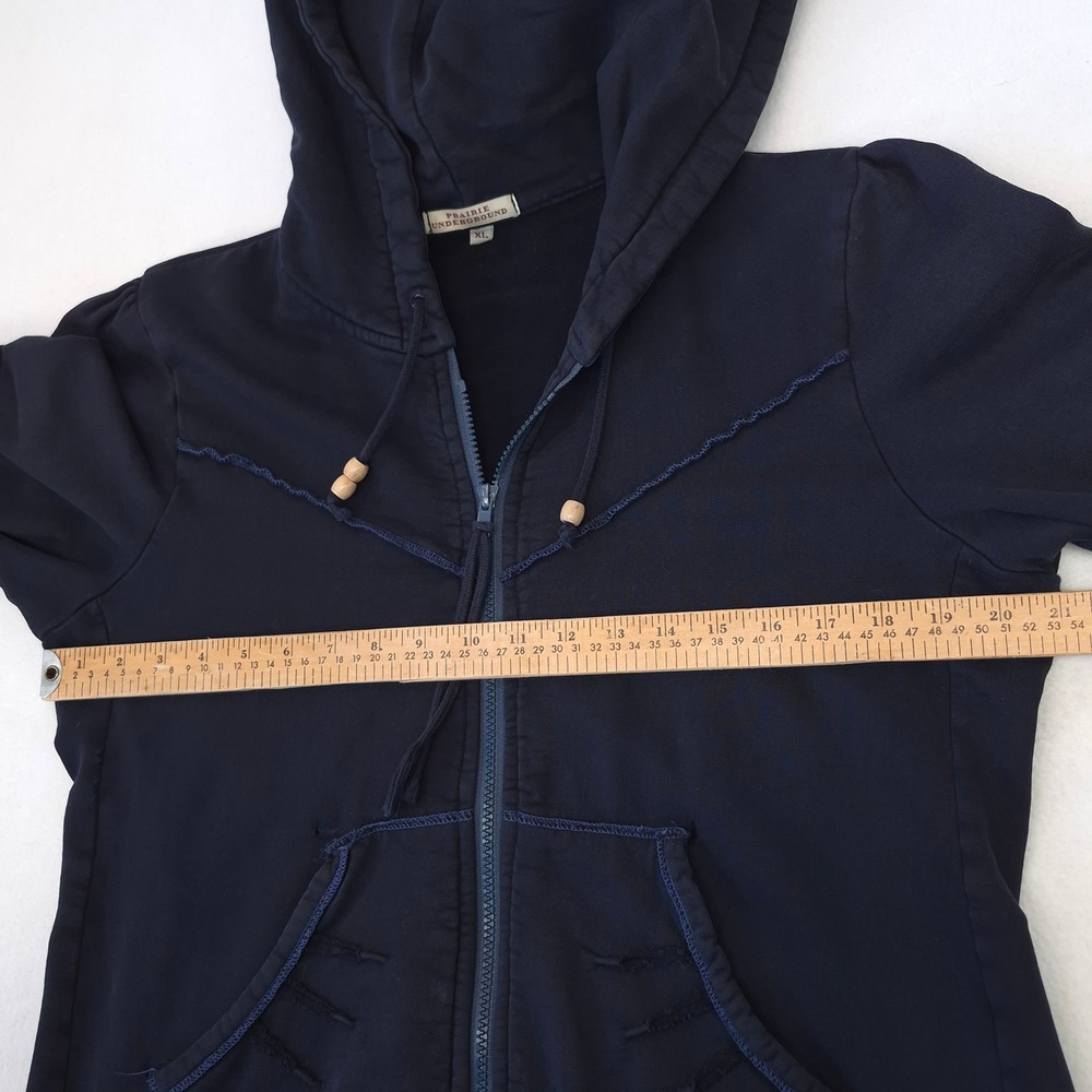 Prairie Underground Hoodie Navy Blue XL Organic Cotton Zip Up Boho VTG Coat - Picture 6 of 11